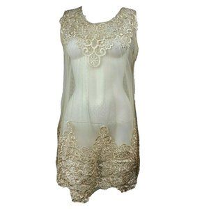 NICOLE MARIE Cream Colored Lace Top Size M